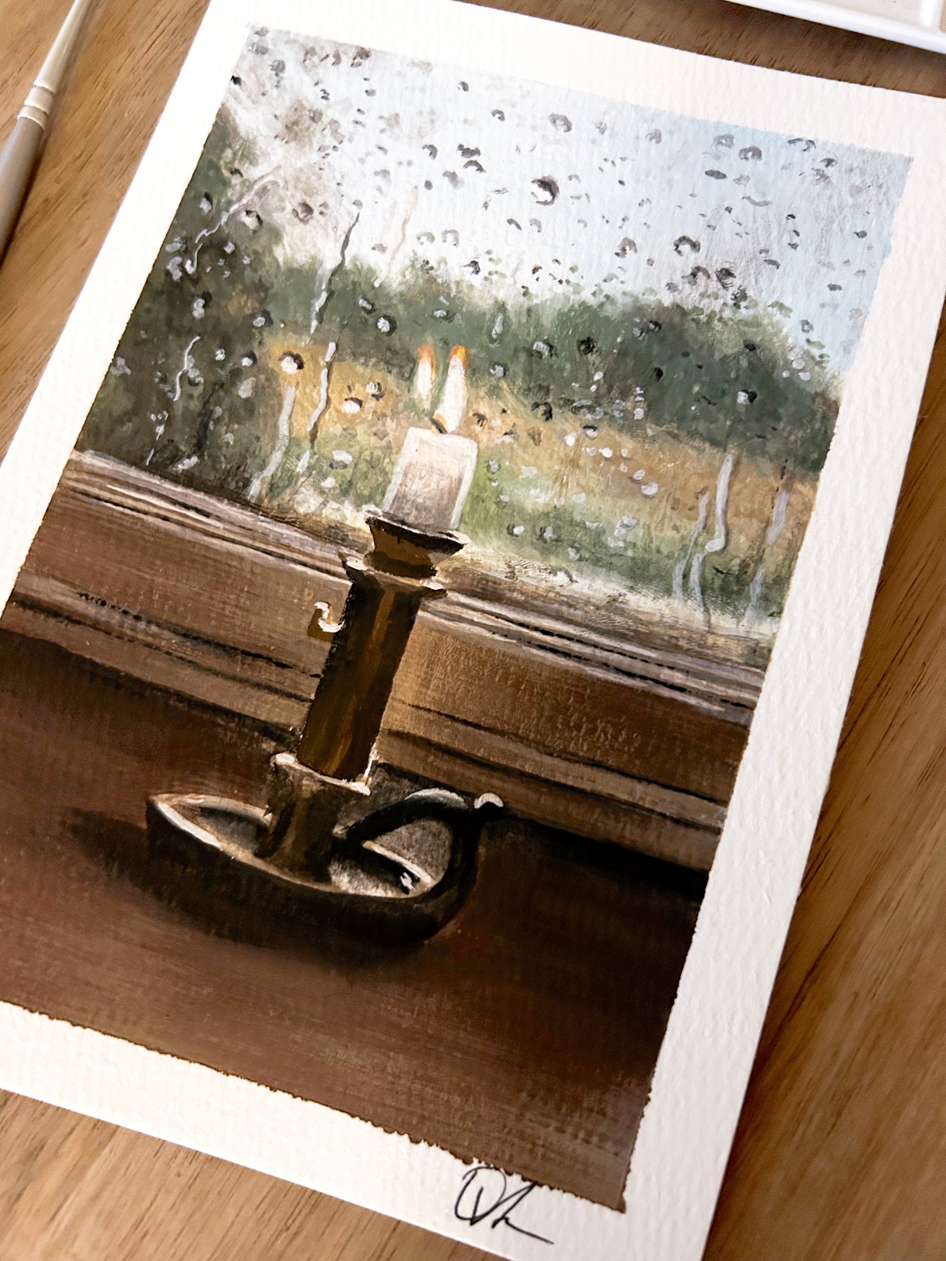 “Rain Light” Original 5x7 Gouache Painting.