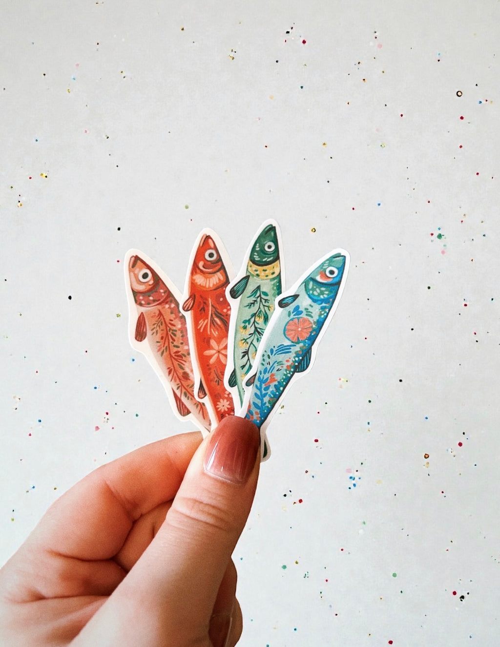 “Folk fish”  Sticker pack of 4