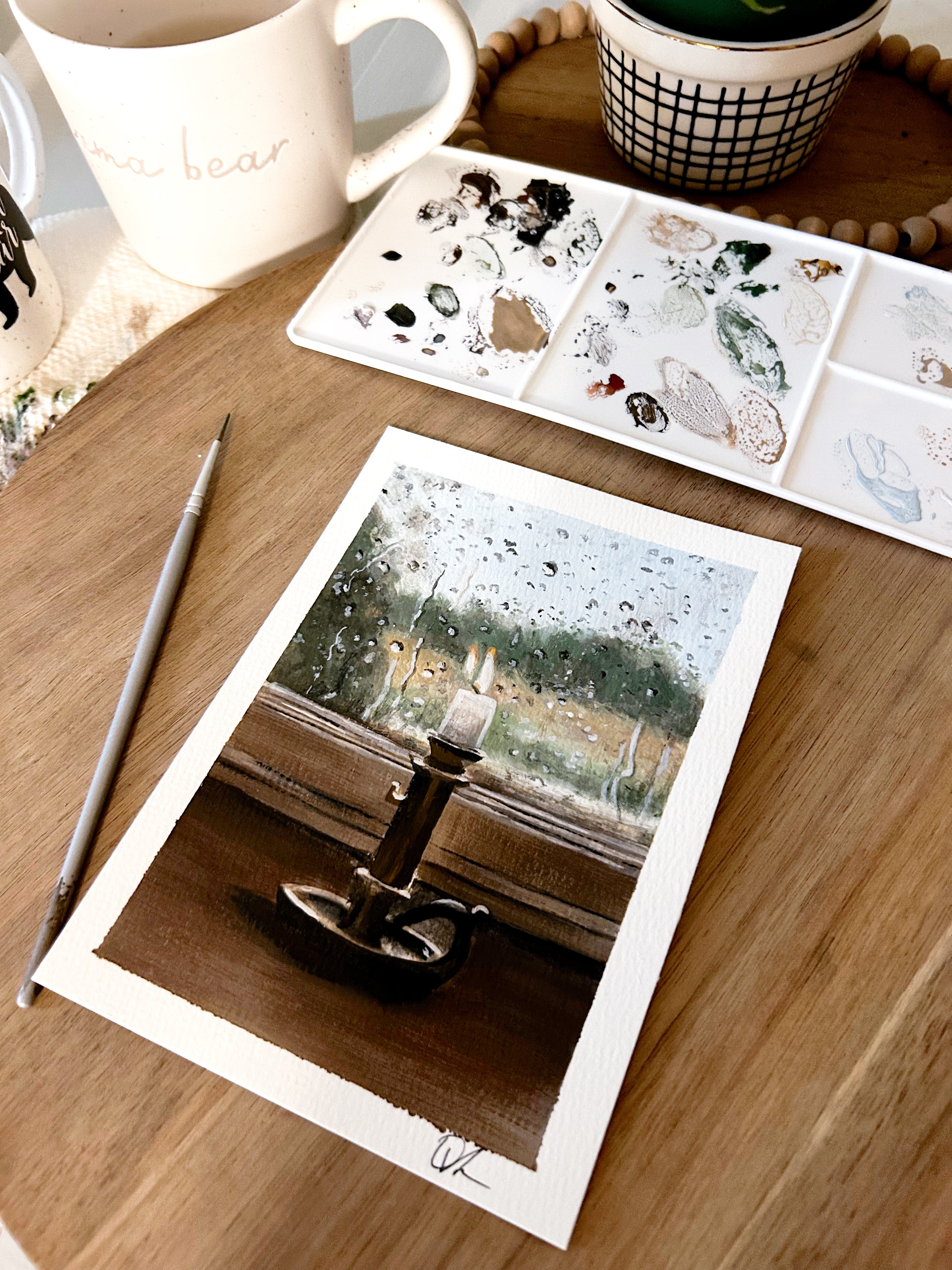 “Rain Light” Original 5x7 Gouache Painting.