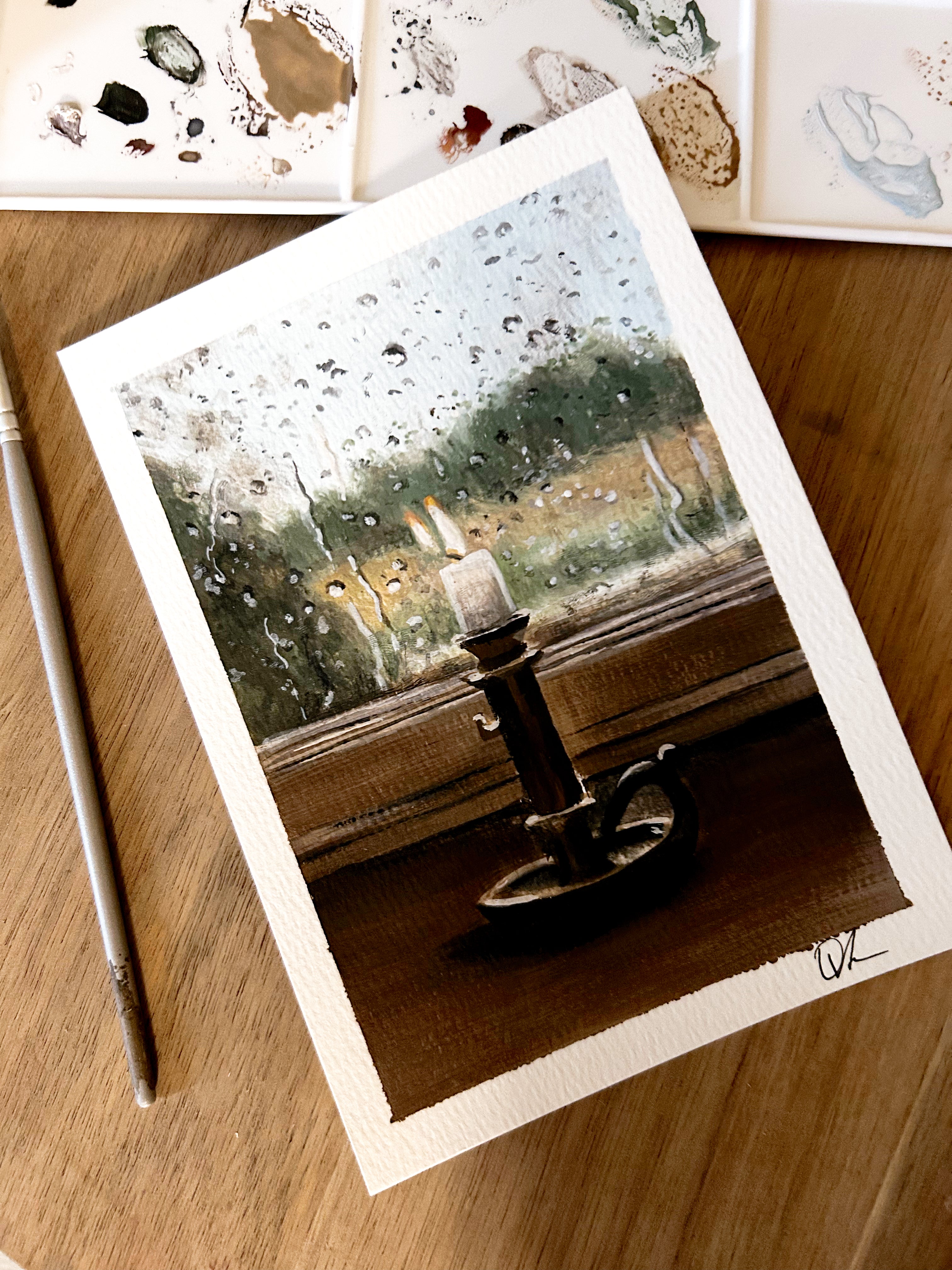 “Rain Light” Original 5x7 Gouache Painting.